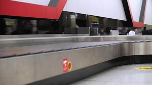 Luggage conveyor belt at an airport