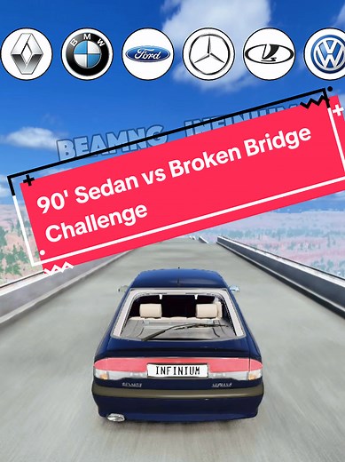 90' Sedan vs Broken Bridge Challenge !🔥 #simulator #gaming #beamng #fyp #Challenge