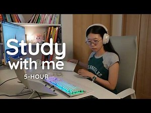 5-hour study with me 📚・pomodoro 50/10 🕰️・ calm piano 🎹