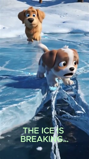 A Puppy Is Trapped On Breaking Ice… 😱