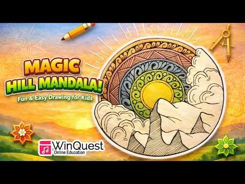 Simple Mandala on Hills Drawing 🪷 | Kids Art Tutorial