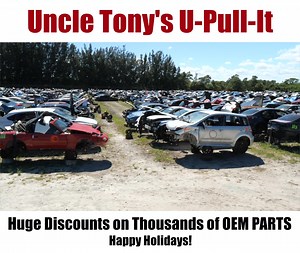 1K views · 113 reactions | Happy Holidays from Uncle Tony's! Check out our inventory at www.uncletonysupullit.com or call us for something specific! And if you need some extra $$ for the holidays, we'll buy your vehicle and pick it up for free! We are located in Fort Pierce, Florida on US1. | Uncle Tony's U-Pull-It | Facebook