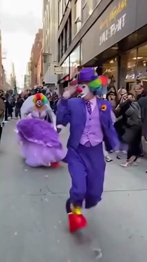 Wedding chaos! The clown bride is furious and chasing her clown groom down the street — hilarious! #ClownBride #FunnyClown #WeddingComedy #ViralReel #StreetComedy | FunFact Blast | Facebook