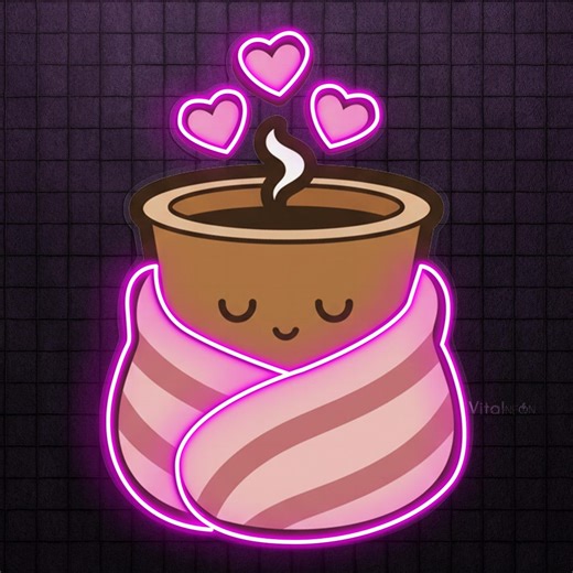 Cozy Coffee Cup Neon Sign LED Light Pop Art Heart Cafe Kitchen Wall Decor - Etsy