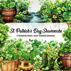 Watercolor Shamrock Clipart: St. Patrick's Day PNG Graphics (digital Download) - Etsy
