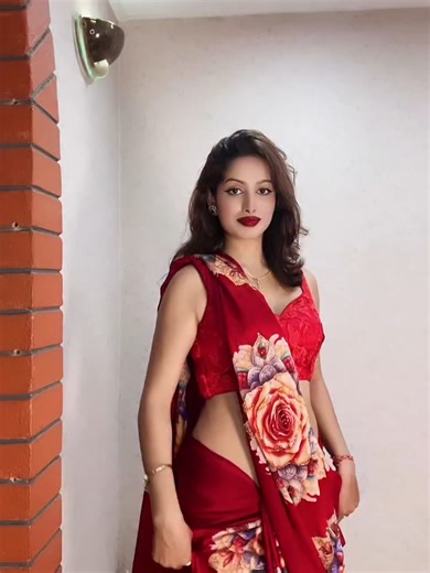 Exquisite Red Saree Dance Performance