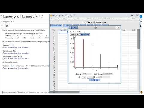 StatCrunch Mean And Variance of a Probability Distribution