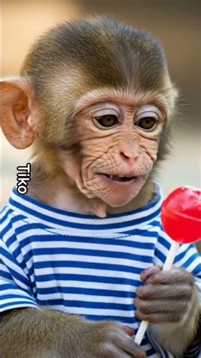 Baby tiko Monkey Tastes a Lollipop Then Bursts Into Laughter!