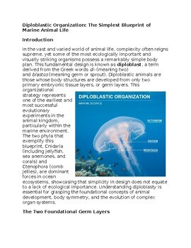 Diploblastic Organization in Marine Sciences Sub-Plan Classwork Homework