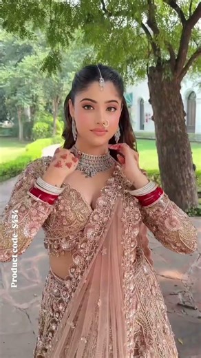 Rose Gold Bridal Lehenga with Floral & Paisley Weaves ✨ | #srikriti