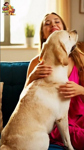 Nothing But Pure Love ❤️ A Labrador's Hug is the Best! #dogkisses #goldenretriever #adorably