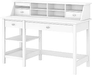 Broadview Computer Desk with Open Storage and Desktop Organizer