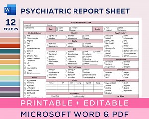 Psychiatric Nursing Report Sheet, 2 Patient Psych Nurse Report Sheet, Behavioral Health, Nurse Brain, Editable Microsoft Word, PDF - Etsy