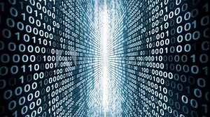 Digital binary code blue walls animation looping background