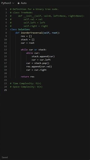 94 . Binary Tree Inorder Traversal (Iterative)