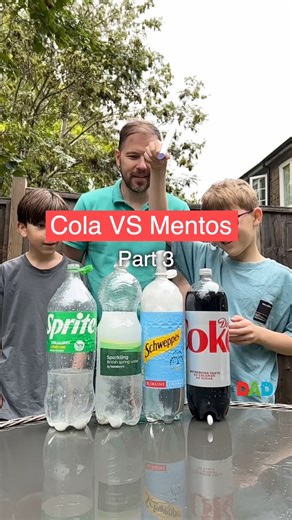 This is part 3 of our Cola VS Mentos science exploration, and today we are looking for an answer to one of the most intriguing questions:Is sparkling water eruption as good as cola's when we add 10 mentos to it?To make the test more fun, we used 3 clear drinks: Sprite, British Sparkling water, and Schweppes. Diet Coke is there for comparison.We learned that sparkling water does react with Mentos, but not as impressive as all other drinks. What do you think that is? #TheDadLab #scienceiscool #sci
