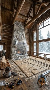 Luxury Log Cabin Transformation with Emerald Epoxy Floor #shorts