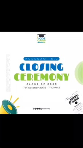 KodeCamp 5.0: From Legacy to an AI-Powered Future! What an inspiring wrap to KodeCamp 5.0! Our closing ceremony was filled with innovation, celebration, and impact as we marked another milestone in Building the Skill Economy! Highlights: 💡Opening Address — An introduction into the ceremony anchored by Engr. Lawrence Akubue the MD. of KodeHauz & KodeCamp 🎙️ Keynote Address — an inspiring call to embrace innovation and adaptability in an AI-powered world. Anchored by Ifeanyi Orajaka MD and CEO o