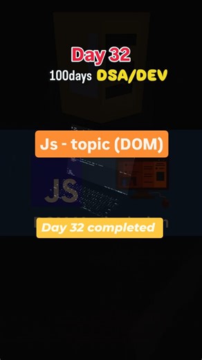 Shivam on Instagram: "“Day 32: .“JavaScript ka main topic — DOM. Yahin se website interactive banti hai. Step by step learning. .” 💻✨ . . #100dayschallenge #javascript #dom #coding #trendingreels"