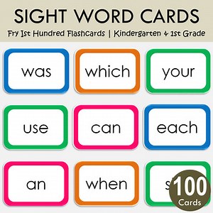 Fry First 100 Sight Words Flashcards | High-Frequency Words for Kids, T-131