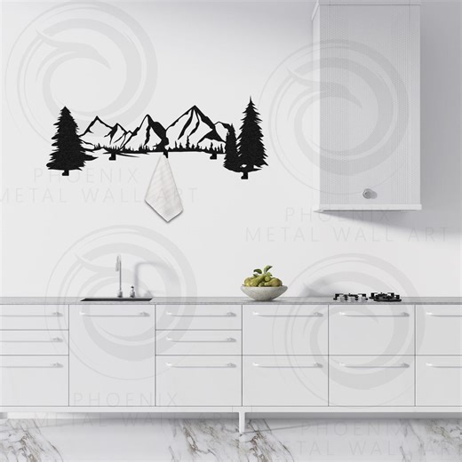 Flat Mountain Range Metal Coat Rack, Wall-mounted Entrance Hall Organizer - Etsy