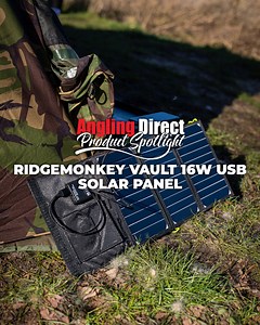 Power your USB devices with free solar power! Featuring twin high power USB ports, a compact foldable design and a rugged weather-resistant outer, the RidgeMonkey Vault 16W Solar Panel is easy to use and transport. Use in conjunction with the RidgeMonkey Vault USB-A to Multi Out Cable to charge the Vault C-Smart powerpack at a reduced speed, perfect for adding a little extra charge to a partially depleted powerpack while enjoying the great outdoors. 👍 Compact, foldable design 2️⃣ Twin 2.4A USB 
