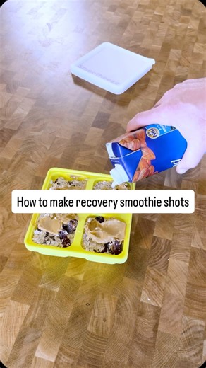 Balanced Recovery Smoothie Recipe Hack🚨 Use this recipe to create high protein and fiber packed supplement shots to drop in your post workout smoothie. Using a Smootheeze tray, combine - 1/4 cup oats - 2 chopped dates - 1/2 a banana - 1 tbsp chia seeds - 1 tbsp flaxseed - 1 tbsp peanut butter Place all ingredients in a single Smootheeze cube and top with almond milk. Freeze overnight. To make a recovery smoothie, blend - 1 Smootheeze cube - 1 cup of coconut water or milk of choice - 1 serving p