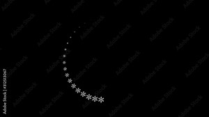 Round element of the interface of loading, waiting, downloading.Consists of snowflakes. Snowflakes fly in a circle and spin. Alpha channel. Resize elements. 4K.