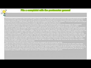 How to : File a complaint with the postmaster general