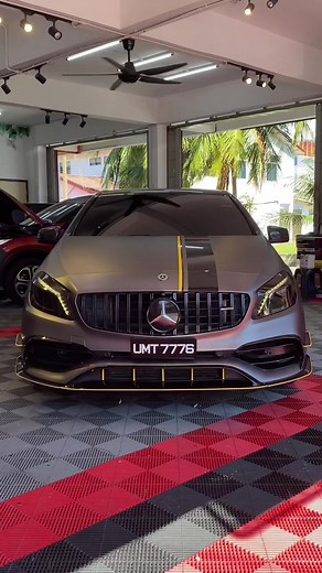 Satin Grey A-Class Full Body Wrap with Custom Stripe