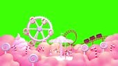 Looped cartoon amusement park frame with ferris wheel,...