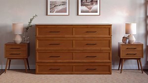 AFI, Northampton Full Size Murphy Bed Desk with Memory Foam 6" Mattress and Built-in USB Charger, Grey