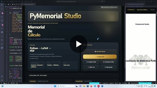 #engenhariacivil #engenhariadeestruturas #desenvolvimentodesoftware #python #latex #pymemorial #inovacaonaengenharia #vscode #automacao #produtividade #mathcad #smath #calcpad #handcalcs #estruturas… | Otávio Lourenço