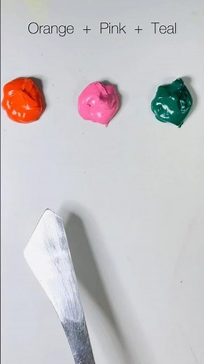 Color Mixing ASMR – Orange Pink Teal #mixing #colormix