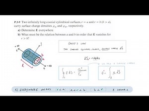 3-9 b Nested Inf. Cylinders, find E-Field with Gauss's Law, Surface Charge Density
