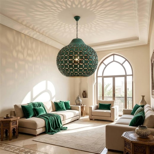 Large Emerald Verdigris Copper Hanging Lamp - Artisan Pendant Lighting for Kitchen & Living Room - Unique Handcrafted Moroccan Decor - Etsy
