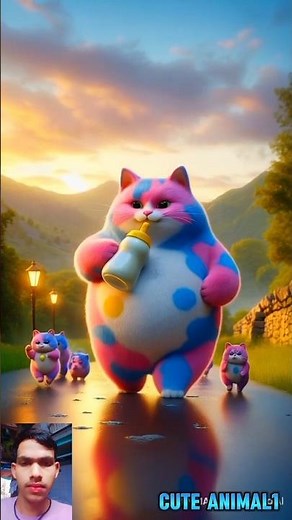 little cute cat video didi didi dam dam song dance colorful cat #cat #cuteanimal #kitten