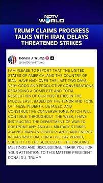 Trump Tweet | Trump Announces 5 Day Pause On Military Action On Iranian Power Plants