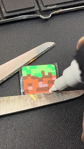 Drawing M for Minecraft But on My Keyboard! Custom Keyboard! #art #painting #minecraft