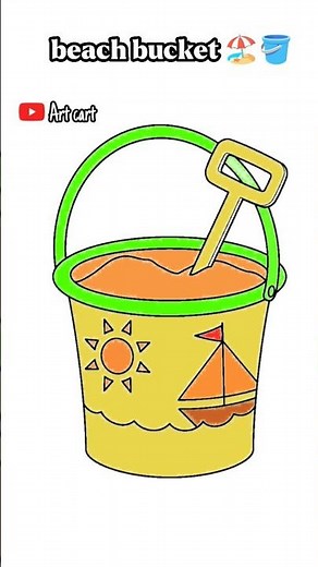 How to draw easy beach bucket #shorts #draweasy
