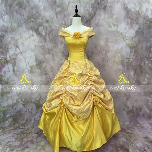 Handmade Princess Belle Dress Beauty and the Beast Cosplay Costume Yellow Ballgown Adult Halloween Party - Etsy