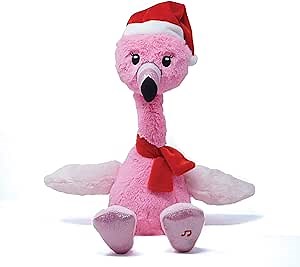 Cuddle Barn - Holi-Lovin' Leslie | Animated Singing Pink Flamingo Christmas Stuffed Animal Plush Toy Sings and Dances to Santa Tell Me, 14 inches