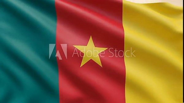 Dynamic Cameroon flag waving proudly in the breeze, symbol of national pride and identity
