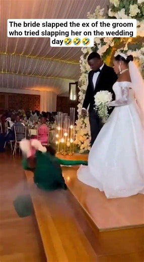 The bride slapped the ex of the groom who tried slapping her on the wedding day🤣🤣🤣 #shortsfeed
