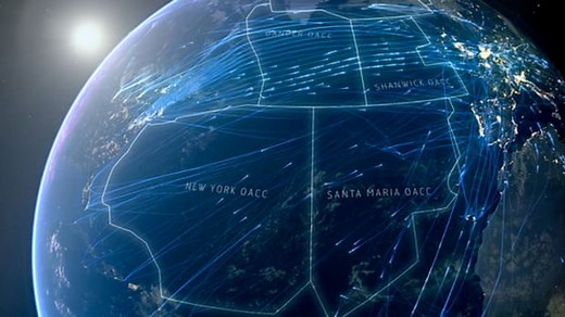 Transatlantic flight paths of 2,524 planes on single day - video animation