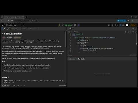 LeetCode | 68. Text Justification | C++ | Day 68