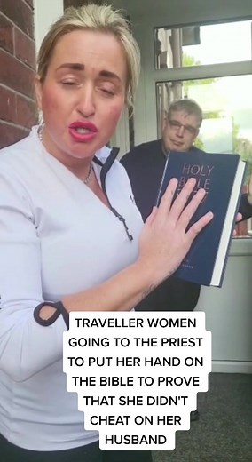 Traveller Women Seeking Truth with Priest and Bible