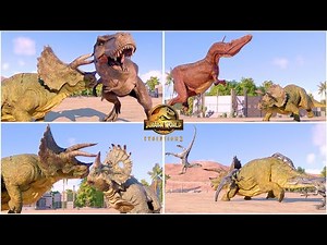 Animations of Strong Triceratops Killing All Dinosaurs 🦖 Jurassic World Evolution 2 Dinosaur Fights