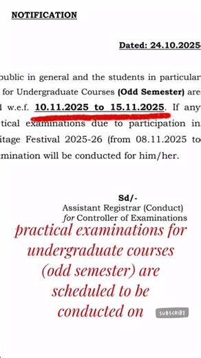 PU UG Courses||Practical Exam Date|| Odd Semester Examination || 2025 - 2026