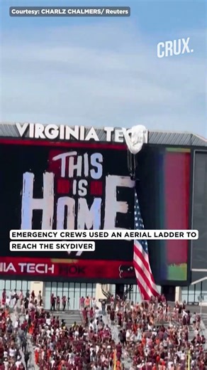 Skydiver Hits Scoreboard During College Football Game In Virginia